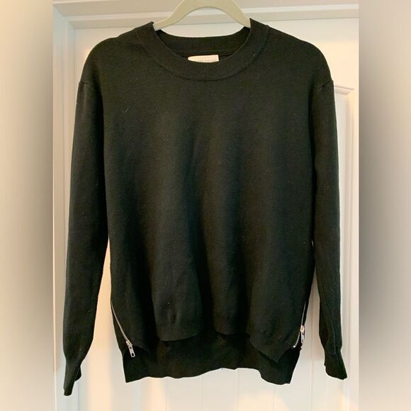 Modern Citizen Side Zip Cashmere Blend Long Sleeve Crew Neck Sweater Size S - Picture 1 of 7